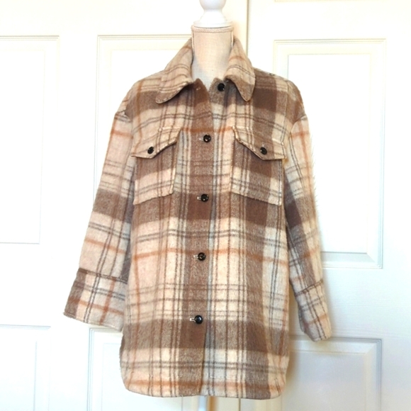 Mango Women's Beige Brown Checked Tailored Jacket - Picture 3 of 12